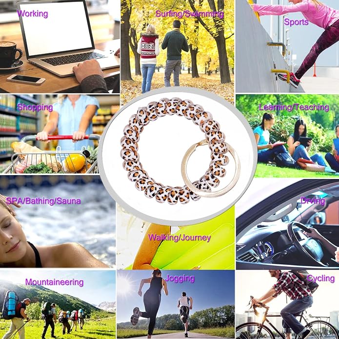 BIHRTC Stretchable Wristband Wristlet Keychain Elastic Coil Spring Spiral Key Chain for Gym Pool Sauna Outdoor Activities