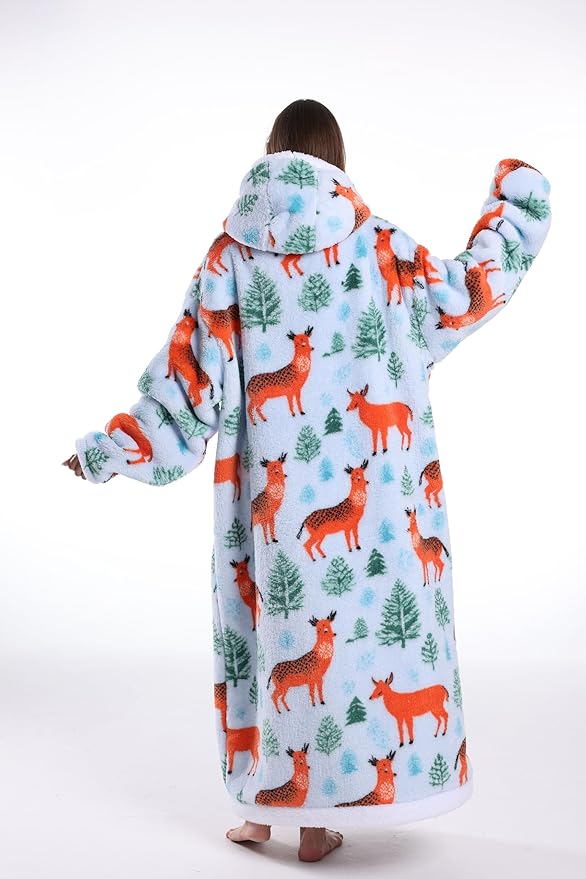 Blanket Hoodie, Long Hooded Blanket Sweatshirt as Birthday Gifts for Women Men, Long Wearable Blanket for Women Men.