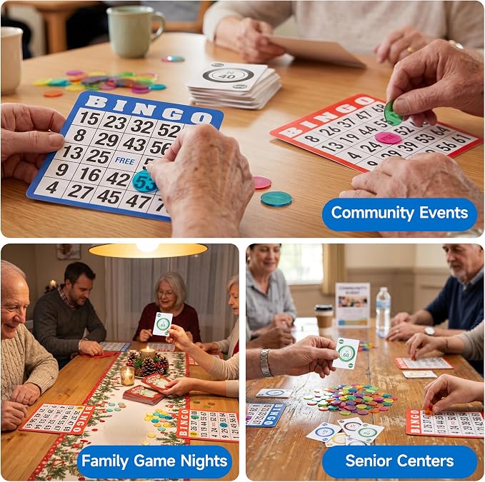 GSE Games & Sports Expert Complete Bingo Game Set with 50 Bingo Cards, 500 Chips, Calling Cards Deck, Party Fun Game for Adults, Seniors, Family Gatherings, Classroom Activities, Large Groups
