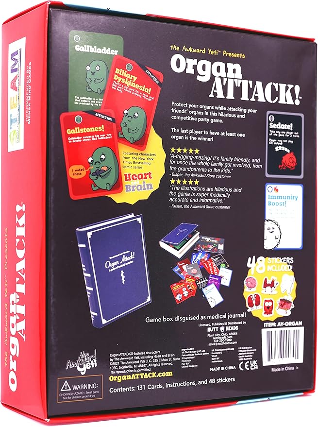The Awkward Yeti Organ Attack | Funny Family Card Game for Kids Ages 8+ & Parents, Teens & Adults | Anatomy & Organ-Themed Party Game for Family Game Night | Super Fun