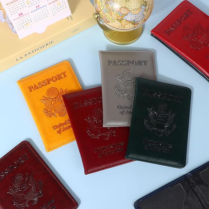 8 Pack Passport Holder for Travel Passport Covers Leather Passport Holder with Vaccine Card Slot Passport Case Waterproof Passport Protector PU Passports Book Holders for Women Men Family Travel