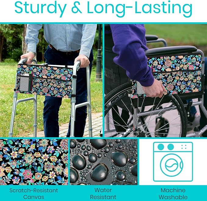 Vive Walker Bag - Accessories Wheelchair Basket Pouch (Water Resistant) - Seniors Caddy Accessory Attachment for Folding, Rolling Walkers - Carry Storage Carrier Tote - Lightweight, Universal Size