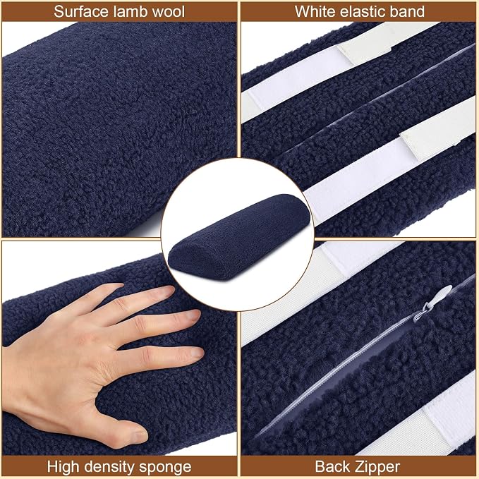 Sintuff Recliner Leg Rest Cushion Sofa Footrest Pillow with Cover Half Moon Bolster Pillow Under Knee Pillow for Sleeping On Back Alleviating Pain, 19.7 x 8 x 3.5 Inch (Dark Blue, 1 Pcs)