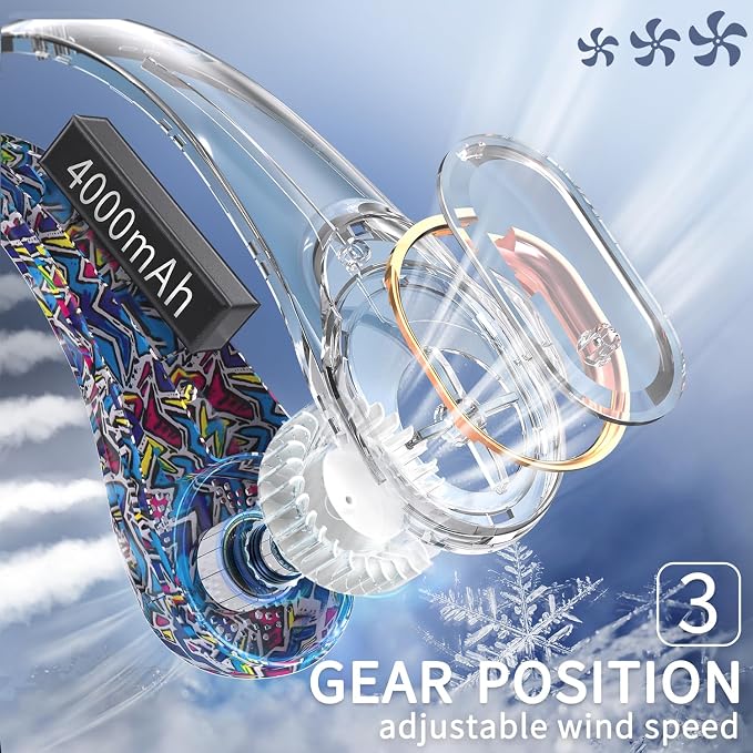 FrSara Bladeless Neck Fans Portable Rechargable, Adjustable, 360° Cooling | Super Quiet, No Blade Fan Design, No Hair Twisting, Even Air Volume On Both Sides, Non-Slip, Short Charging, Long Use Time