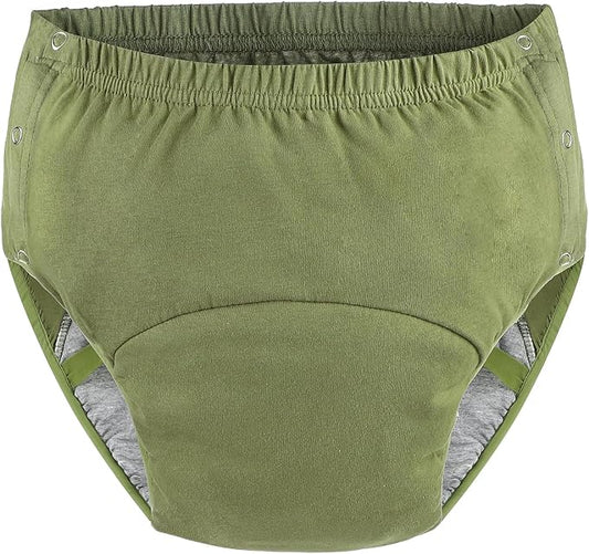 Reusable Adult Diapers Incontinence Adults Leak Proof Cotton Cloth Underwear Washable Elderly Incontinence Cotton Nappies with Button Pull on Cover Pants for Seniors Disability Postpartum