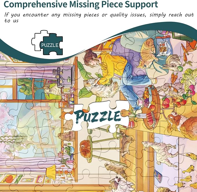 1000 Piece Jigsaw Puzzles for Adults,Sunny Greenhouse Puzzle with 1:1 HD Poster, Precise Interlocking, Letter Markings on Back, Dust-Free, Stress Relief & Ideal Family Game Gift