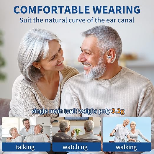 Hearing Aids for Seniors FDA 3-Mode Rechargeable Invisible | FDA-registered digital hearing aid, noise cancelling, 36hr case, 3 modes, lightweight invisible fit for elderly daily use
