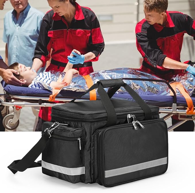 Medical Bag Empty Emergency Bag First Responder Bag First Aid Bag Home Health Empty First Aid Storage with Detachable Divider Medical Supplies