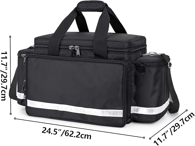 Trunab Trauma Bag with Dividers,EMT First Aid Pouch Medical Bag Empty,Black | No-Scratch Bottom, Ideal for EMS/Paramedics, Empty Bag for Customizable Layout