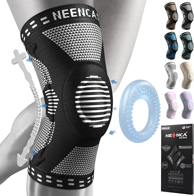 NEENCA Professional Knee Brace for Pain Relief, Medical Knee Support with Patella Pad & Side Stabilizers, Compression Knee Sleeve for Meniscus Tear, ACL, Joint Pain, Runner, Workout (Black, X-Large)