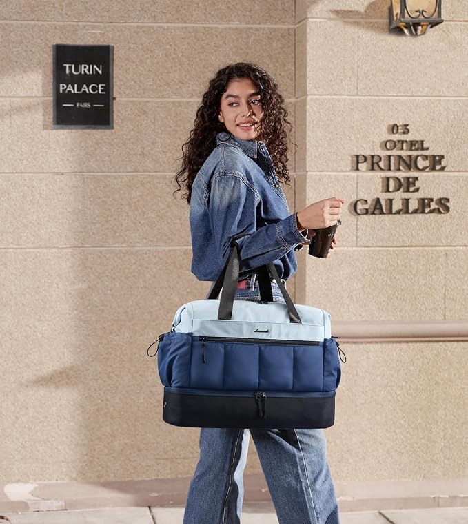 LOVEVOOK Travel Duffel Bag, Weekender Bags for Women, Large Overnight Bags with Shoe Compartment, 38L Carry on Gym Hospital Bag with Wet Pocket, 2 Pcs