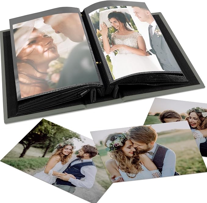 Beautiful Linen Photo Album For 4x6 Photos - Safely Holds Up To 100 Pictures of Unique Memories - The Perfect Large Photo Book To Store All Pictures of Treasured Family, Baby or Wedding Moments