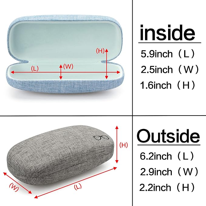Vemiss Hard Shell Sunglasses Case, Large Linen Fabric Protective Glasses Case for Men Women