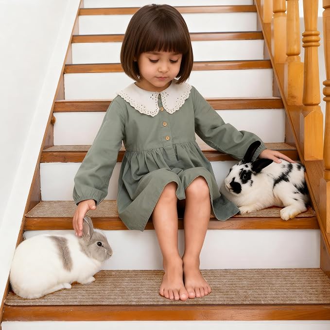 Extra Wide Non Slip Stair Treads for Wooden Steps – 15 Pack 9" x36'' Extra Wide Carpet Runners with Reusable Adhesive, Step Pads for Dogs, Kids, Seniors, Machine Washable – Geige