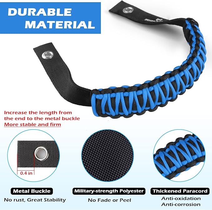 SEVEN SPARTA 4pack Roll Bar Grab Handles for Ford Bronco 2021-2026 2/4 Door | No Drill Install, Color-Matched Paracord Handles, Uses Factory Bolts, Sturdy & Comfortable Grip for 2021-2026 Bronco 2/4 Door