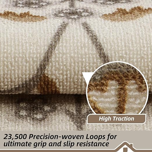 BEQHAUSE Stair Treads for Wooden Steps, 8"X30", 15pcs, Brown/Grey | Non-Slip Machine Washable Carpet Stair Treads, TPE Backing, 100% Polyester, Soft Indoor Stair Runner for Kids Elders and Pets