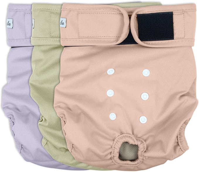 Washable Female Dog Diapers - Premium Reusable Diapers for Doggie in Heat - Highly Absorbent Dog Diapers Female for Pet Incontinence with Adjustable Snaps Pink, XL