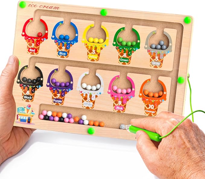 Alzheimers Products for Elderly, Dementia Activities Games Toys for Seniors | Magnetic Color & Number Cognitive Puzzle for Alzheimer's Patient, Large Wooden Memory Care Sensory Fidget Board for Parkinson