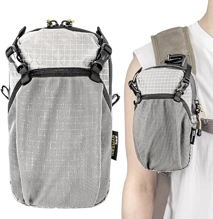 HIKEMAN Backpack Shoulder Strap Pouch - Smartphone Strap Pack,Waterproof Backpack Strap Pocket Attachment Bag for Hikers,Small Crossbody Bag Waist Pack for Sports Hiking Camping(Grey)