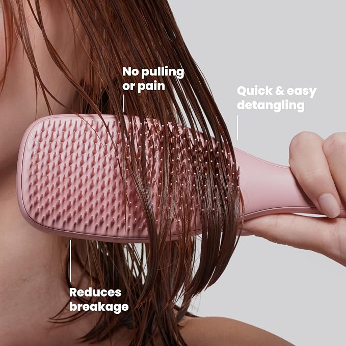 Tangle Teezer Ultimate Detangler Brush, Straight to Wavy, Summer Rose | Patented two-tier, regular-flex teeth reduce breakage & split ends on wet or dry hair; Shower-friendly hairbrush for all ages