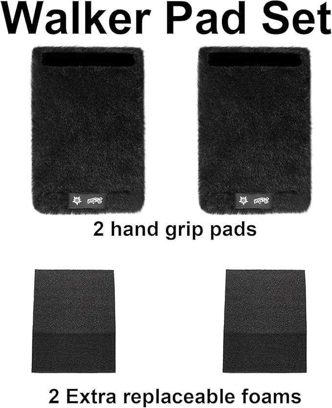 SPRING SEAON Walker Hand Pads Fluffy Walker Handle Cushions Non-Slip Universal Walker Grips Padded Hand Covers Soft Pads for Walkers for Seniors Walker Pads for Handles Folding Rolling Wheelchair, Rollator Handle, Elderly Grippers 2 Pack