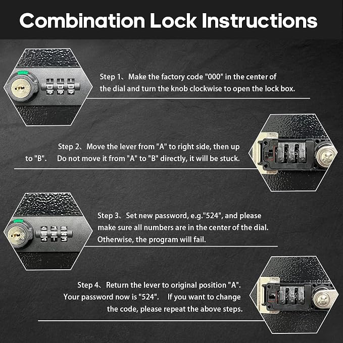 YIYITOOLS Fireproof Lock Box for Documents, Fire Resistant Safe Fire Safe Box with Dual Combination and Key Lock Document Box with Carrying Handle for Personal Items Jewelry Money, Black
