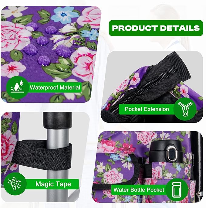 ANILD Walker Bag Basket with Cup Holder, Foldable Walker Bag for Folding Walker Accessories for Seniors Elderly, Walker Storage Bag with Large Capacity