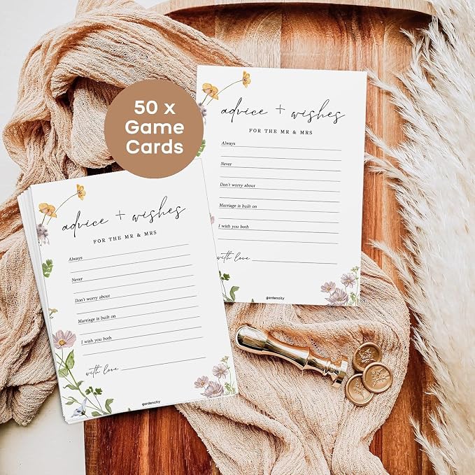 GardenCity Advice and Wishes for the Mr and Mrs, Bridal Shower Games for 50 Guests, Wildflower