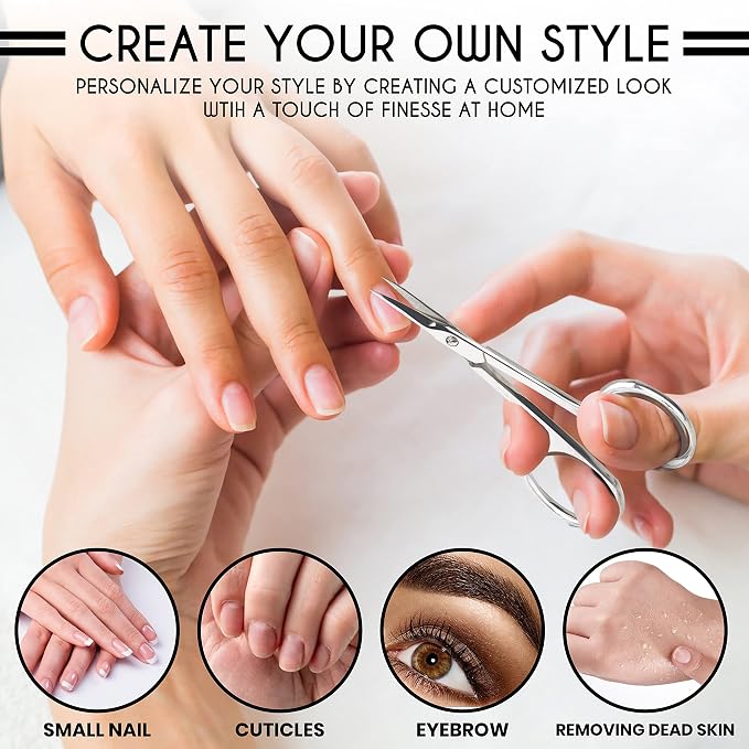 Cuticle Scissors Extra Fine Curved with Case Manicure Scissors for Women & Men Gifts Tijeras para Cuticula Profesional Nail Scissors Stainless Steel Sharp Cuticle Scissors for Nails