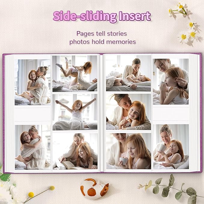 Artfeel Photo Album 4x6 with 1000 Pockets,Slip-in Picture Albums,Linen Cover Memory Book with Front Window,White Page Vertical Photo Book for Wedding,Family,Anniversare,Baby,Vacation