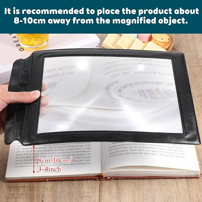 3 X Full Page Magnifier for Reading, Plastic Magnifying Sheet | Lightweight Portable Magnifying Page Fresnel Sheet for Elderly and People with Low Vision Reading(12×7.6 in)