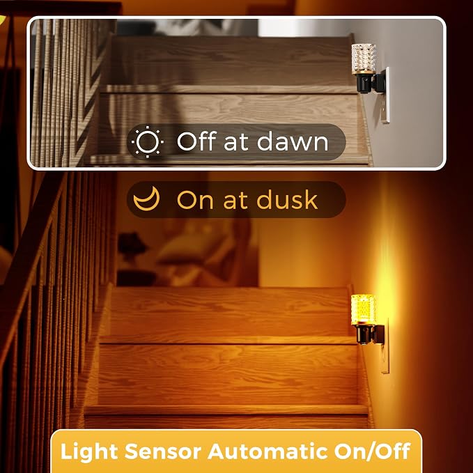 L LOHAS LED Night Light, Dimmable Night Lights Plug into Wall | Automatic Night Lights Plug in, Auto Light Sensor, Adjustable Brightness Amber LED Night Light, Bedroom Hallway Home Decor