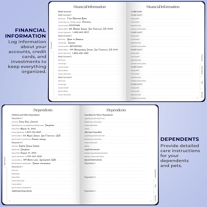 Skyline End of Life Planner – Emergency File Notebook for Important Information & Final Wishes – When I Die Beneficiary Book Organizer (Navy Blue)