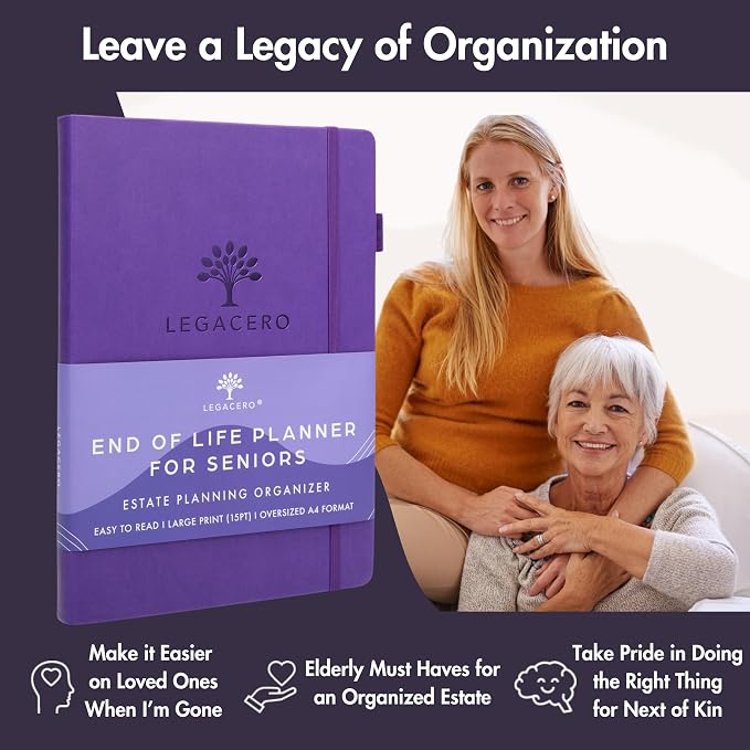 End of Life Planner for Seniors - Guided Estate Planning Organizer for Next of Kin. Large What To Do When I’m Gone Book and Important Document Organizer to Share with Your Executor (Purple)