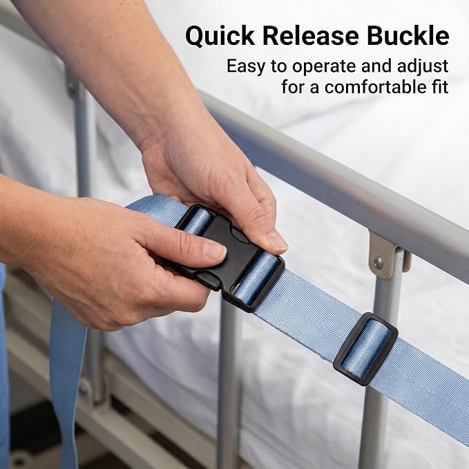 Medical Bed Restraint Strap for Elderly, Anti-Fall Waist Belt for Elderly, Adjustable Wheelchair Seat Safety Belt,Medical Bed Safety Assist, Aqua Blue