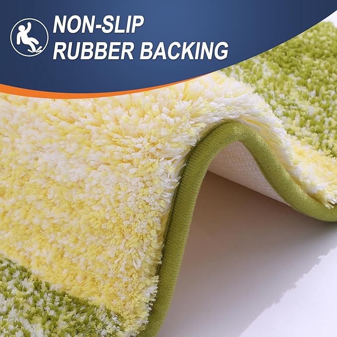 OLANLY Bathroom Rug Set 2 Piece, Soft Absorbent Microfiber Bath Mats and U-Shaped Contour Toilet Rug, Non-Slip, Machine Wash Dry, Plush Shaggy Bath Mats for Bathroom (24"x16"+U24 x20, Olive Green)