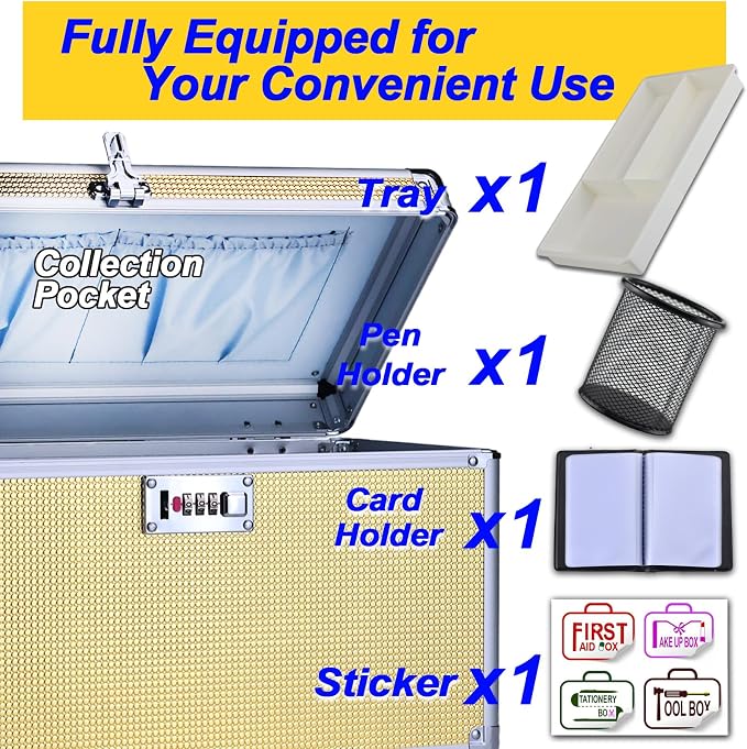 Medicine Lock Box with Code, Secure Multipurpose Locking Box | Portable Combination Storage Lockbox, Childproof Medication Organizer Case, Portable First AidBox with Removable Utility Tray