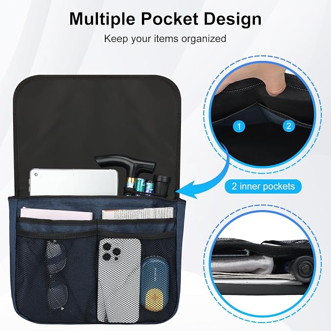supregear Wheelchair Carry Bag - Accessories Pouch for Rollator, Walkers, Power Wheel Chairs and Knee Scooters - Side Armrest Storage Organizer for Elderly Seniors - Lightweight Portable Travel Tote