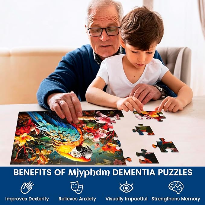 3 Packs Large Piece Puzzle for Seniors - Dementia 48 Pieces Puzzles for Elderly Adults,Alzheimer’s Puzzles Memory Cognitive Games for Elderly Seniors with 3 Storage Bags