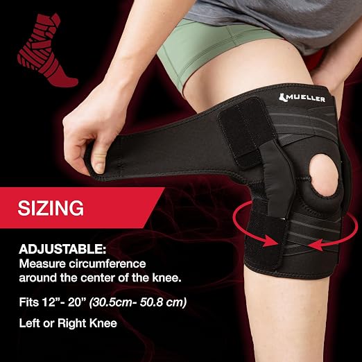 MUELLER Sports Medicine Self Adjusting Hinged Knee Brace for Men and Women,Knee Stabilizer for Compression and Pain Relief Support,Ideal-for Arthritis,Sprains,Black,One Size,(Pack of 2)
