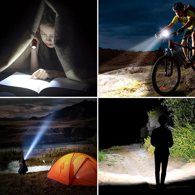 Blukar Rechargeable Flashlight, High Lumens Flashlight, Super Bright Small LED Flash Light- Zoomable, Adjustable Brightness, Long Lasting for Camping, Outdoors and Home Emergency-Brown
