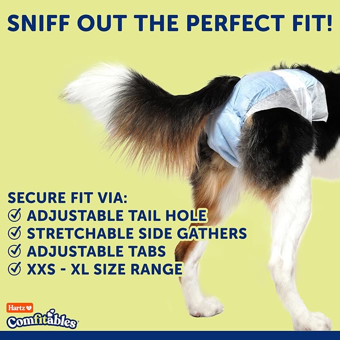 Hartz Comfitables Disposable Dog Diapers, Size Large 12 Count, Comfortable & Secure Fit, Easy to Put On, Super Absorbent Male and Female Diaper