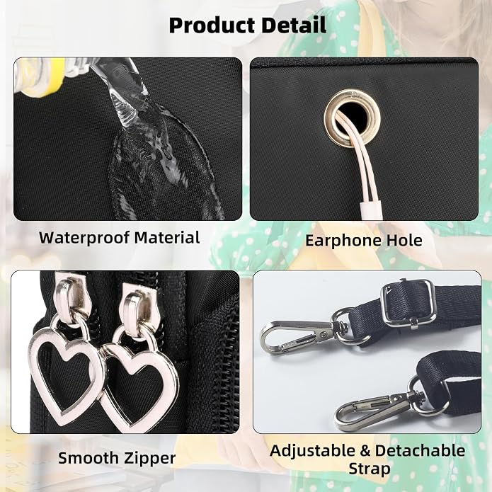 Small Crossbody Bag for Women - Mini Phone Purses with Crossbody Strap and Wallet - Nylon Arm Bag