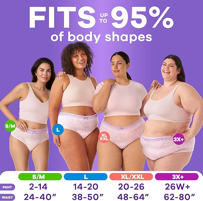 Always Discreet Reimagined Adult Diapers for Women, Maximum Absorbency Incontinence and Postpartum Underwear Size 3X+, Up to 100% Leak Free Bladder Leak Protection, 22 Count