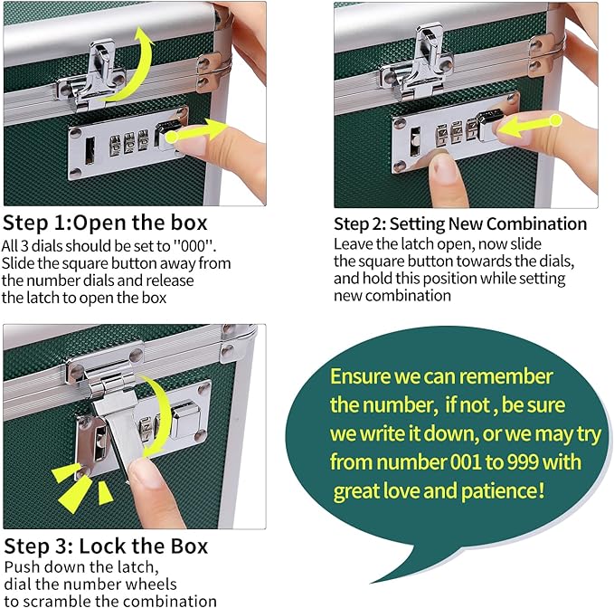 Lockable Medication Box with Portable Storage Case, 12.2''x 7.2''x 7.6'', Childproof Medicine Lock Organizer, Lockbox for Documents & Valuables (Green/Medium)