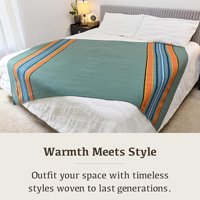 Chubbuck 100% Wool Blanket Camping (60" x 84") - Large Warm Blankets for Camping, Emergency, Outdoor Concerts and Home Use - Fire Retardant Blanket, Soft and Warm Blankets for Winter (Glacier)