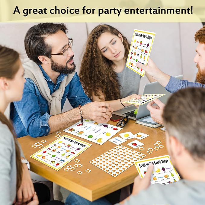 Fruit Bingo Game Cards 24 Players Birthday Bingo Game for Adults Family Vacation, Outdoor Indoor Activities Card Games Gifts for Fruit Food Party Summer Party/05