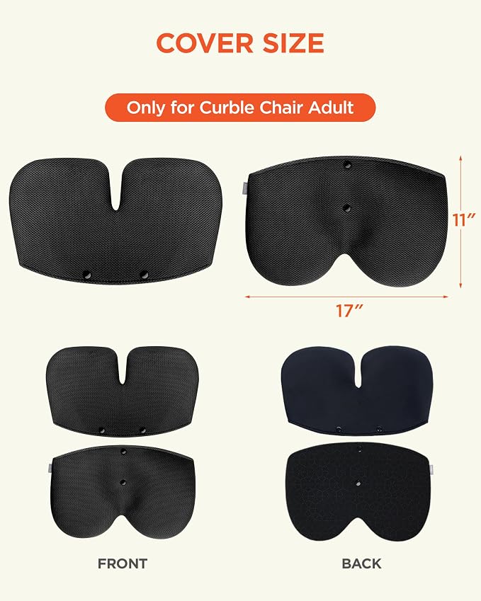 curble Grand Cover, Detachable Cover for Adult Chair, Ergonomic Chair Back Support and Lumbar Support (Black)
