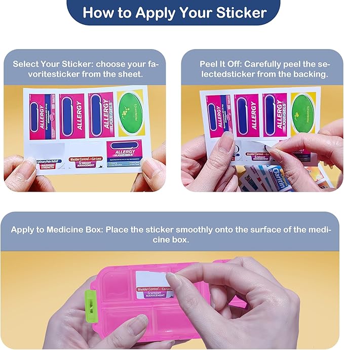 2026 New Extra Large Pill Box with Medicine Labels Travel Essentials Daily Med Container Mini Medication Organizer Storage Organizer Case 7 Day Pill Organizer(Pink)