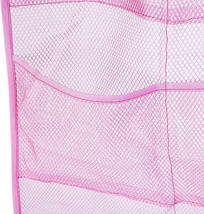ALYER 6 Storage Pockets Hanging Mesh Shower Caddy,Space Saving Bathroom Accessories and Quick Dry Bath Organizer,Pink